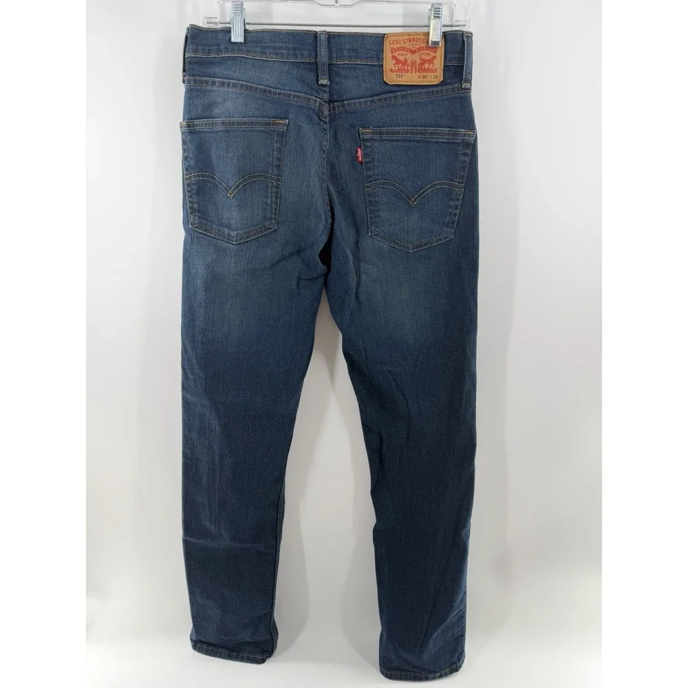 Levi's 514 Jeans Mens 30x32 Straight Fit Blue Denim Stretch Distressed Casual